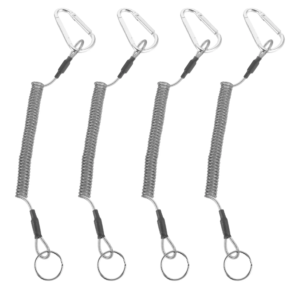 

4 Pcs Fishing Miss Rope Boating Lanyard Portable Coiled Gear Heavy Duty Safety Extension Spring Outdoor Steel Wire Elastic Tool