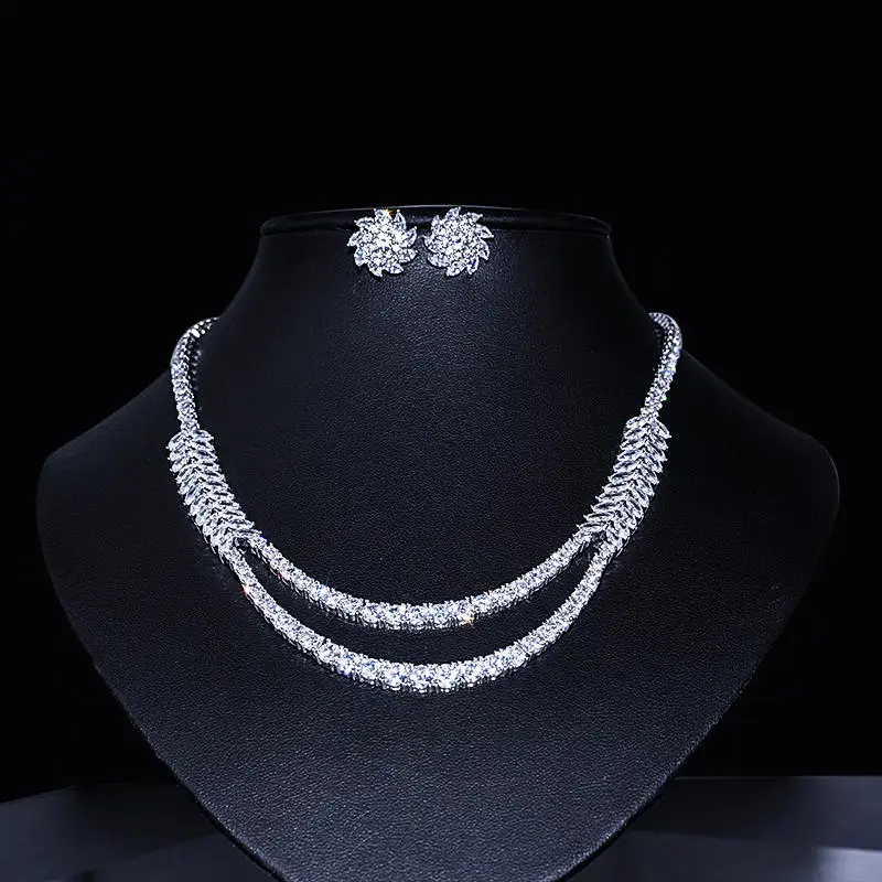 Fashion Luxury Double Chain Round Clear Cubic Zirconia Women Party Earrings Necklace Bridal Wedding Jewelry Sets N-1099
Fashion Luxury Double Chain Round Clear Cubic Zirconia Women Party Earrings Necklace Bridal Wedding Jewelry Sets N-1099