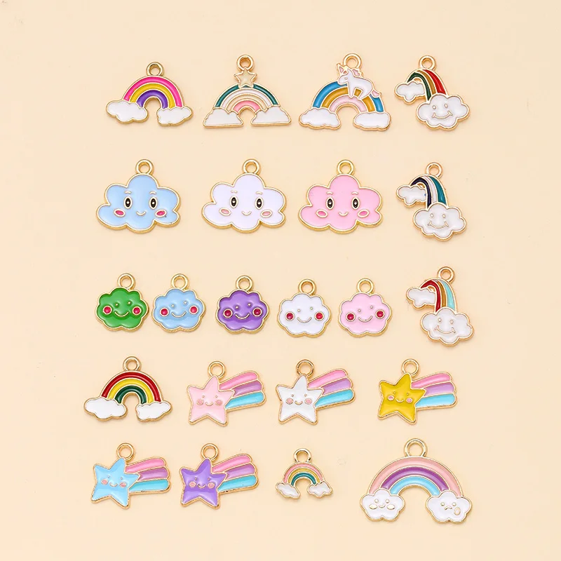 20Pcs Mix Cute Colorful Enamel Rainbow Clouds Charms Pendants for DIY Jewelry Making Necklace Earrings Accessories Wholesale
20Pcs Mix Cute Colorful Enamel Rainbow Clouds Charms Pendants for DIY Jewelry Making Necklace Earrings Accessories Wholesale