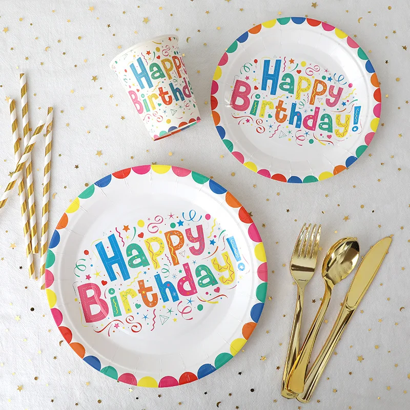 Colorful Disposable Tableware Happy Birthday Letter Print Napkins Plates Cups Baby One Happy Birthday Party Decor Kid Boy Girl
Colorful Disposable Tableware Happy Birthday Letter Print Napkins Plates Cups Baby One Happy Birthday Party Decor Kid Boy Girl