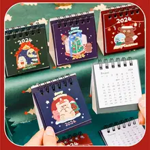 Mini Full Year Calendar Student Calendar Desktop Decorations 2024 Mini Calendar Printed Products Christmas Series Annual Plan