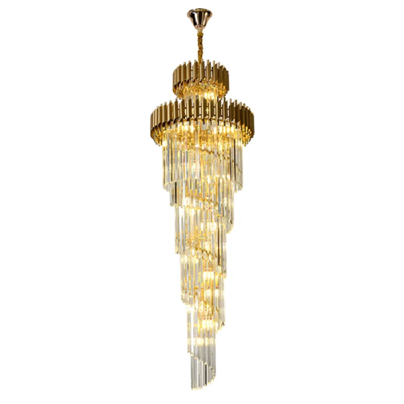 

New LED pendant lamps Crystal Stair Indoor Staircase Long for Living Room Classical Lustre Loft Lights chandelier Art decoration