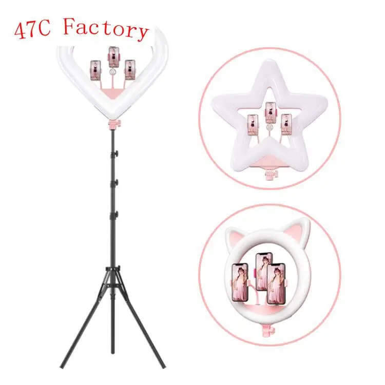 Photography Lighting Heart Shaped Ring Light 3200k-5500k Dimmable Led Selfie Ring Light With Tripod For Live
Photography Lighting Heart Shaped Ring Light 3200k-5500k Dimmable Led Selfie Ring Light With Tripod For Live