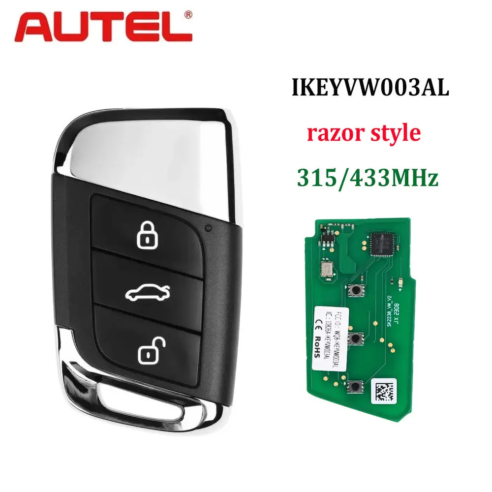 Универсальный смарт-ключ AUTEL IKEYVW003AL, 3 кнопки, 315/433 МГц для VW MAXIIM IKEY, используемый для KM100 KM100E IM508 IM608 Pro 
Универсальный смарт-ключ AUTEL IKEYVW003AL, 3 кнопки, 315/433 МГц для VW MAXIIM IKEY, используемый для KM100 KM100E IM508 IM608 Pro