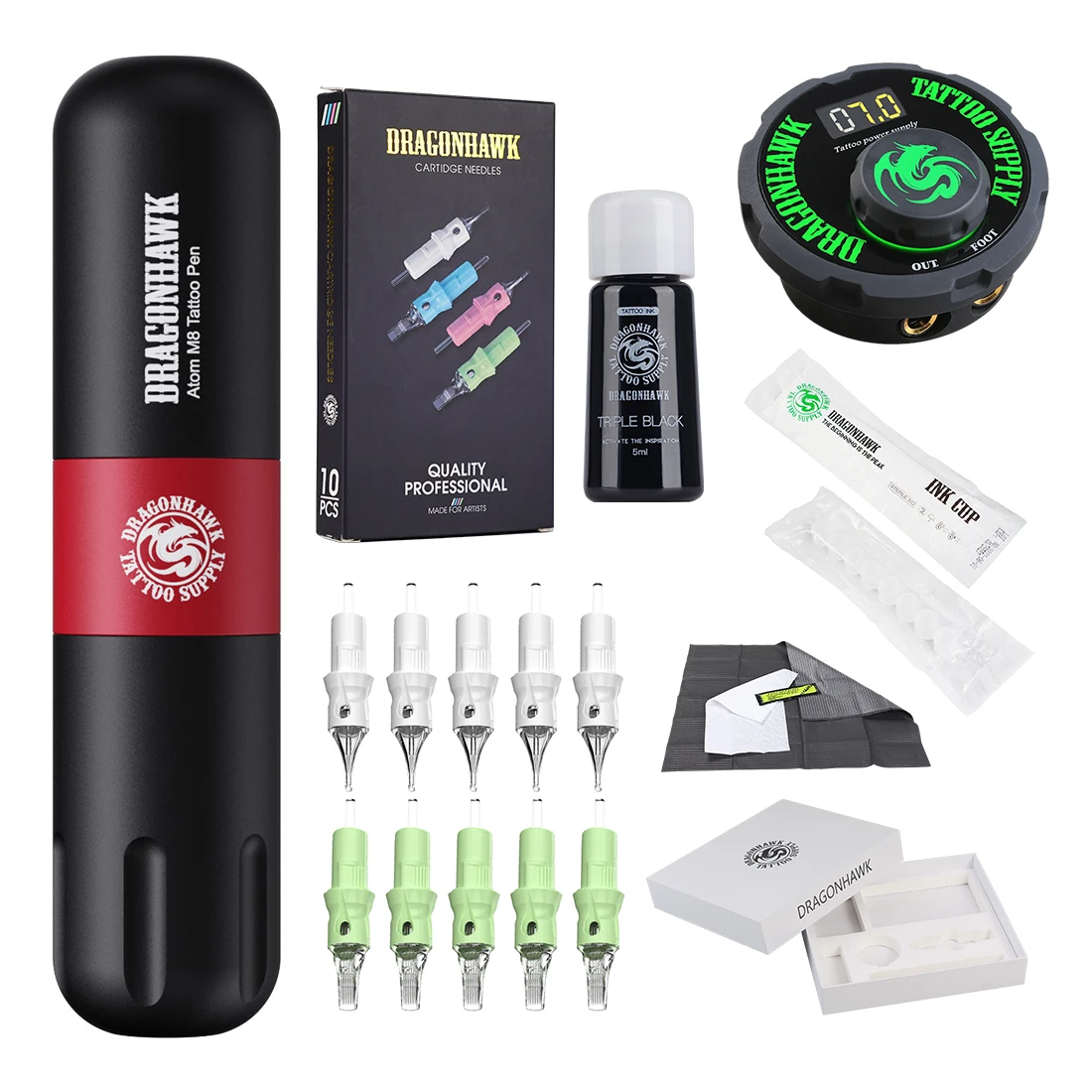 Dragonhawk M8 Tattoo Set Rotary Machine Gun Black Ink Power Supply Body Art Cartridge Tattoo Makeup Permanent Tattoo Set
Dragonhawk M8 Tattoo Set Rotary Machine Gun Black Ink Power Supply Body Art Cartridge Tattoo Makeup Permanent Tattoo Set