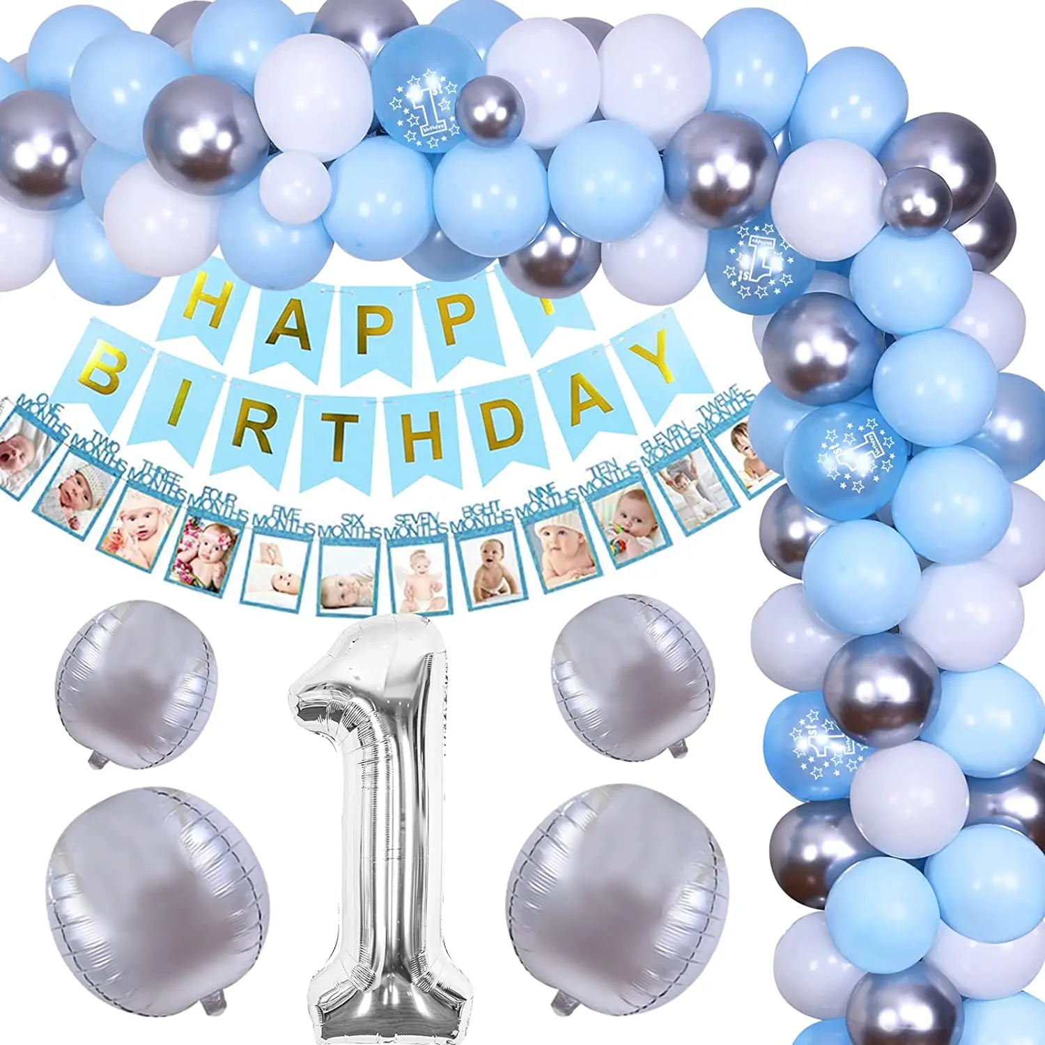 JOYMEMO 1st Birthday Decorations for Boys Blue Balloon Garland Kit Happy Birthday Photo Banner for First Birthday Party Supplies
JOYMEMO 1st Birthday Decorations for Boys Blue Balloon Garland Kit Happy Birthday Photo Banner for First Birthday Party Supplies