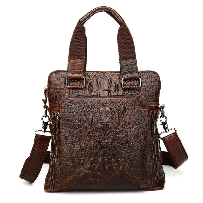 

Nesitu Vintage Alligator Pattern Real Skin Men Messenger Bags Cowhide Man Briefcase Portfolio #M9908