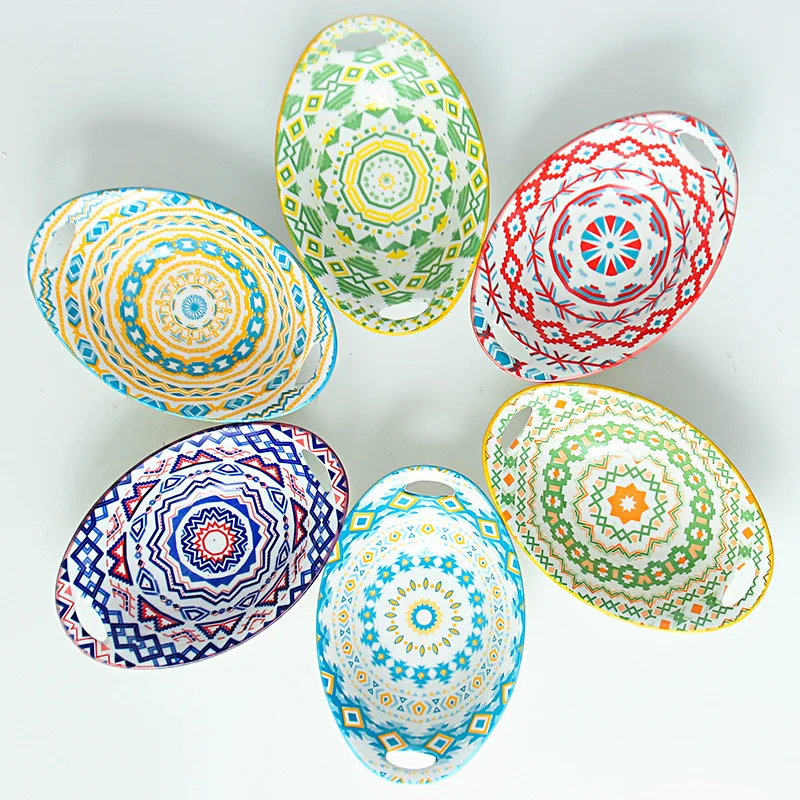Bohemian Ceramic Bowl 9 Inch Double Ear Yuanbao Bowl Salad Bowl Microwave Oven Rice Roasting Bowl Ceramic Cutlery
Bohemian Ceramic Bowl 9 Inch Double Ear Yuanbao Bowl Salad Bowl Microwave Oven Rice Roasting Bowl Ceramic Cutlery