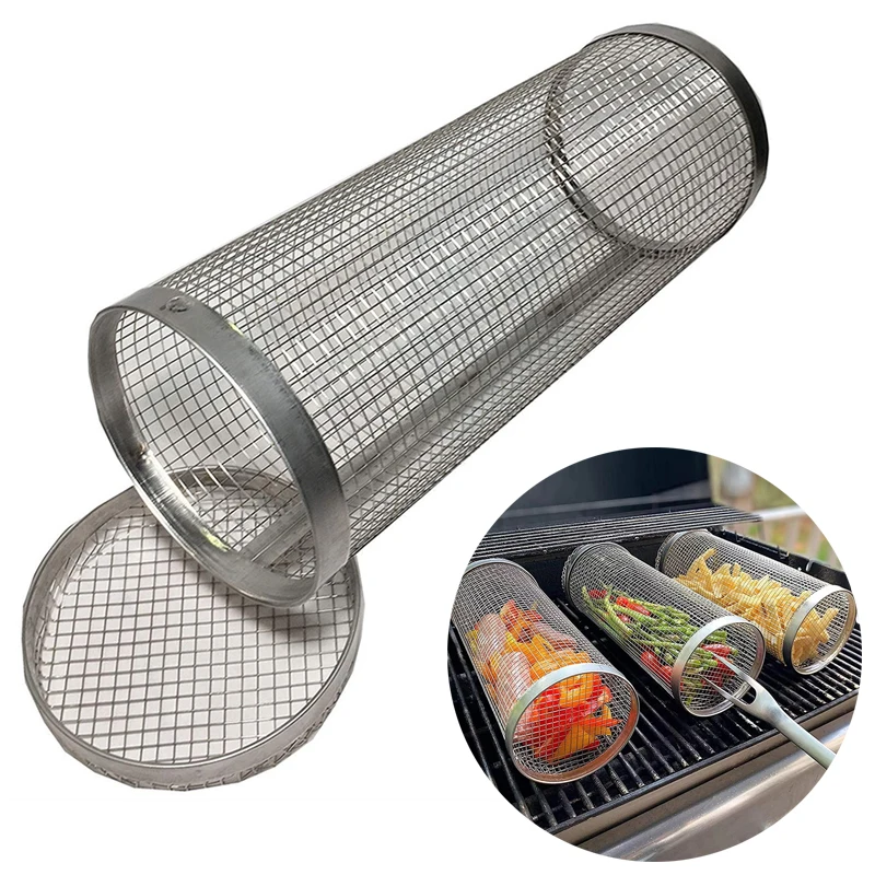 BBQ Basket Stainless Steel Rolling Grilling Basket Wire Mesh Cylinder Grill Basket Portable Round Outdoor Camping Barbecue Rack
BBQ Basket Stainless Steel Rolling Grilling Basket Wire Mesh Cylinder Grill Basket Portable Round Outdoor Camping Barbecue Rack