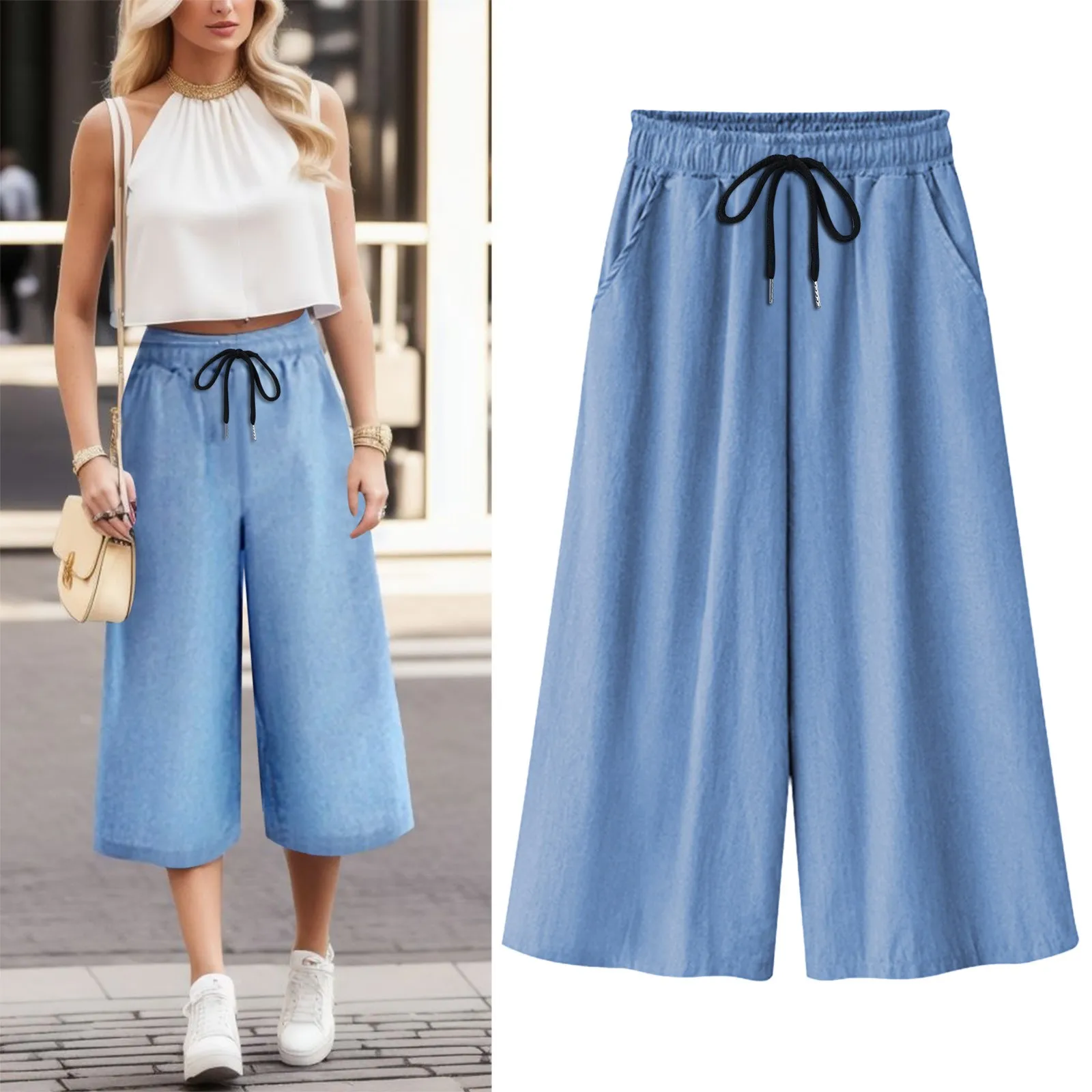 2023 New Summer Fashion Style Women Jeans Elastic Waist Wide Leg Pants Casual Streetwear Solid Color Loose Denim Trousers
2023 New Summer Fashion Style Women Jeans Elastic Waist Wide Leg Pants Casual Streetwear Solid Color Loose Denim Trousers