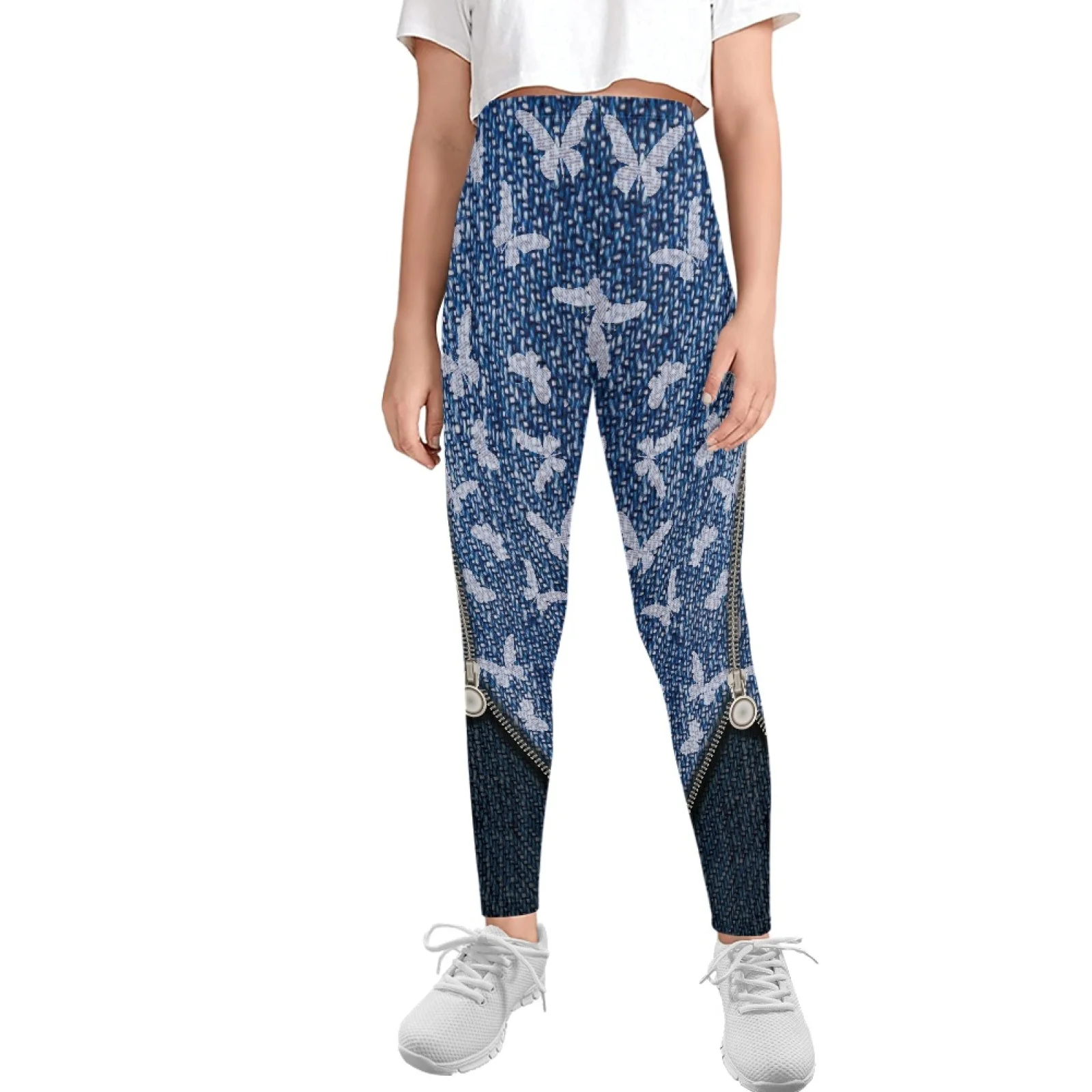 Женские леггинсы с принтом бабочек, теплые леггинсы из 2022 полиэстера и 82% спандекса для девушек 5-13 лет на осень и зиму, 18%