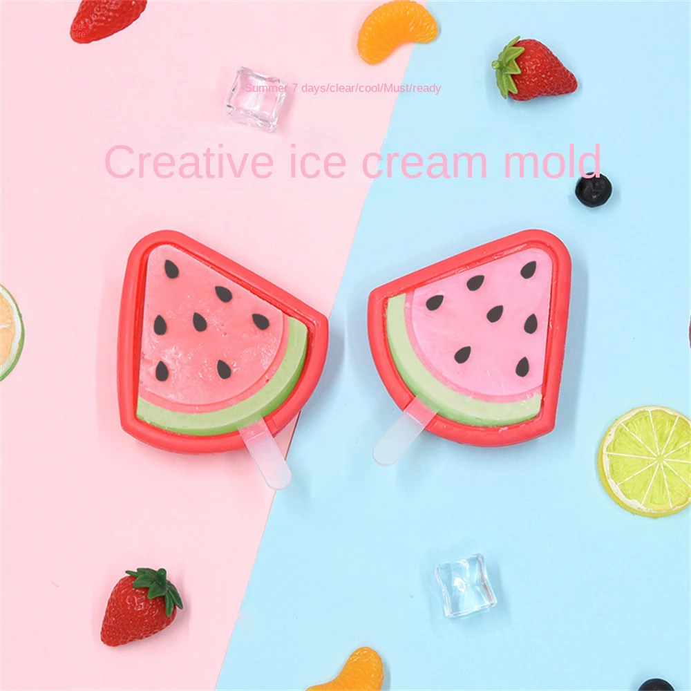 

Creative Silicone Ice Cream Mold with PP Cover Summer Fruit Series Watermelon Mold Homemade Popsicle Tray Kitchen Accessories