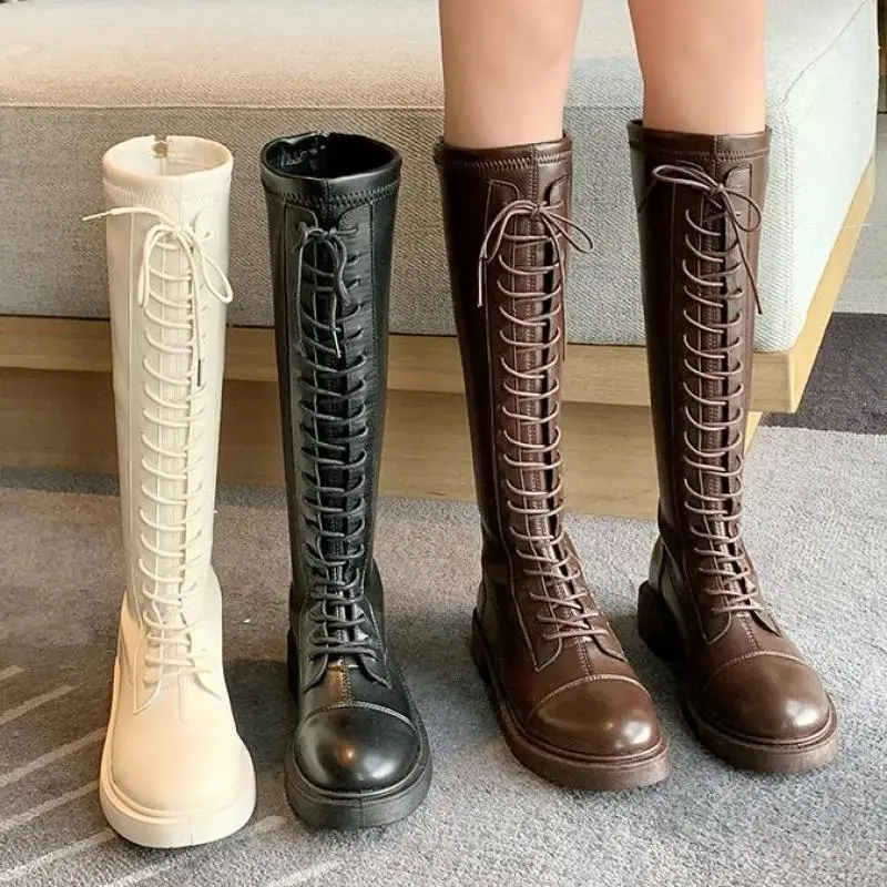 Women Thick Platform Knee High Boots 2022 Autumn Black Lace Up Shoes Fashion Punk Riding Zipper Round Toe Botines De Mujer
Women Thick Platform Knee High Boots 2022 Autumn Black Lace Up Shoes Fashion Punk Riding Zipper Round Toe Botines De Mujer