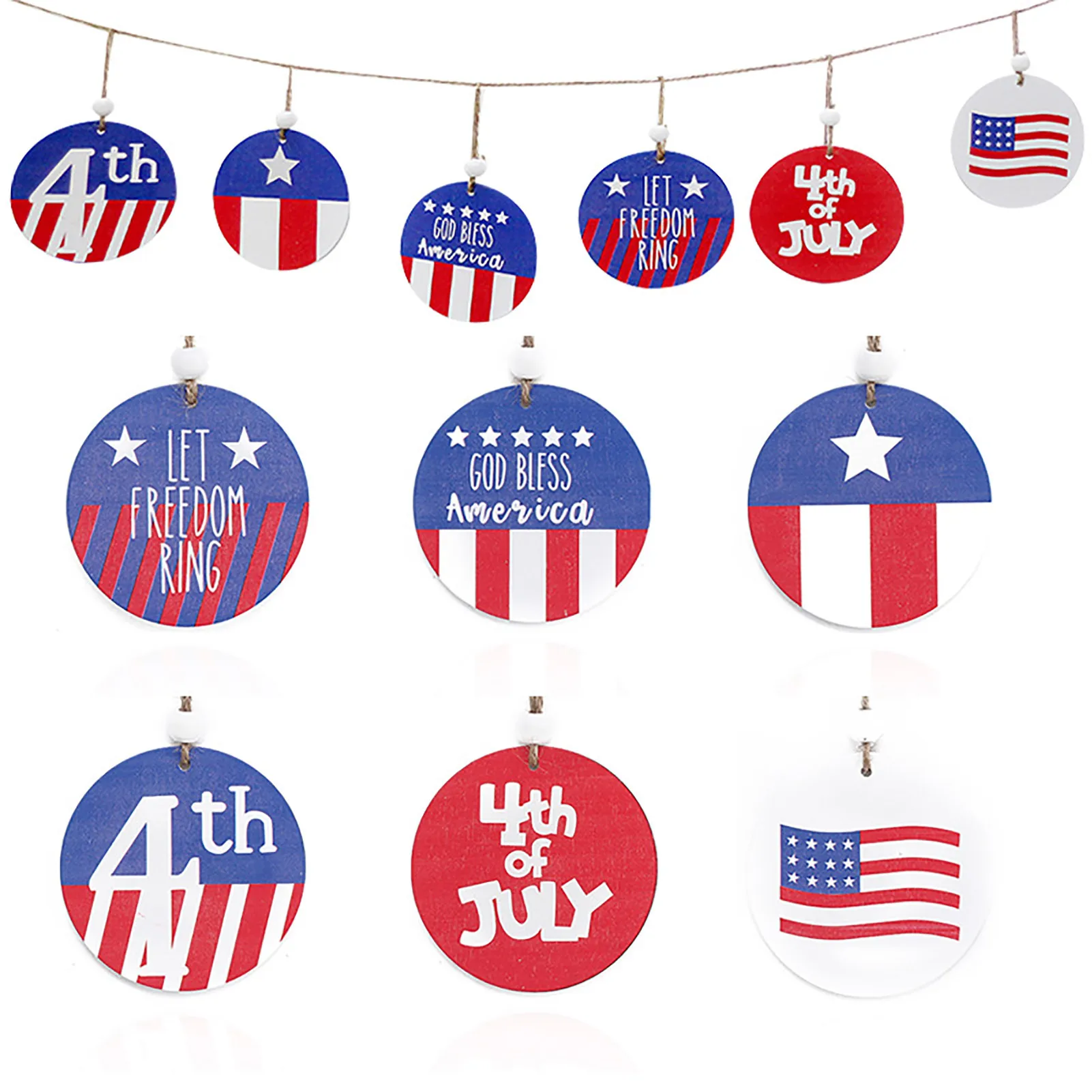 4th of July Ornaments Decorations Wooden Star Heart Round Shape Ornaments Patriotic Wooden Embellishments with 6 Pieces
4th of July Ornaments Decorations Wooden Star Heart Round Shape Ornaments Patriotic Wooden Embellishments with 6 Pieces