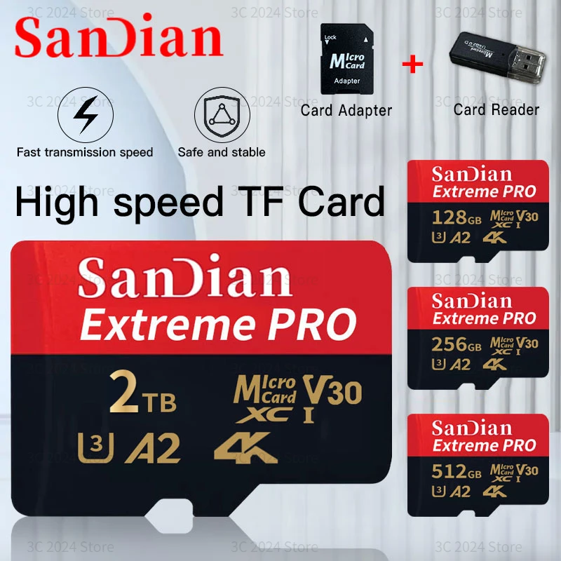 

100% Original 2TB Memory Card High Speed Mini SD Card micro sd card 512GB TF Flash Card for smartphone/surveillance camer