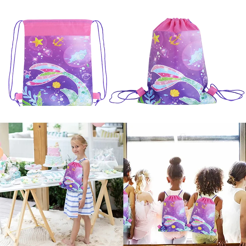 1/3pcs Mermaid Tail Drawstring Gift Bag Sweet Purple Cartoon Animals Pattern Non-woven Backpacks Girls Birthday Party Decoration
1/3pcs Mermaid Tail Drawstring Gift Bag Sweet Purple Cartoon Animals Pattern Non-woven Backpacks Girls Birthday Party Decoration