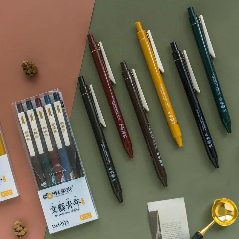 5 pcs/set 0.5mm Retro Color Literary Youth Colored Gel Ink Pen Set Neutral Pen School Office Writing Supply Stationery Set
5 pcs/set 0.5mm Retro Color Literary Youth Colored Gel Ink Pen Set Neutral Pen School Office Writing Supply Stationery Set