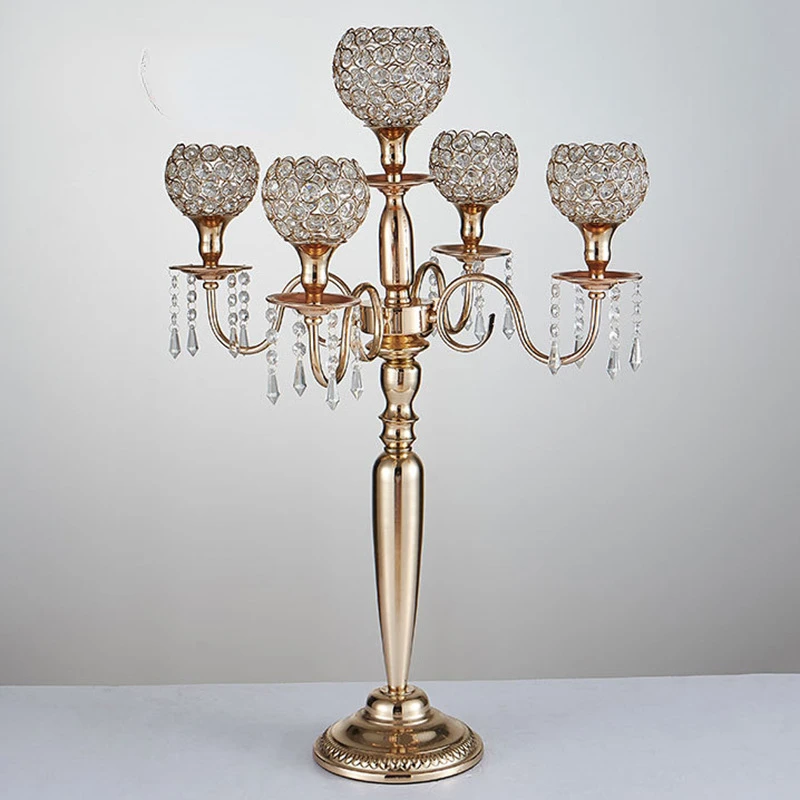 European Elegant New Tall 5 arms Wedding Gold Crystal Candelabra for Wedding Decoration Centerpiece
European Elegant New Tall 5 arms Wedding Gold Crystal Candelabra for Wedding Decoration Centerpiece