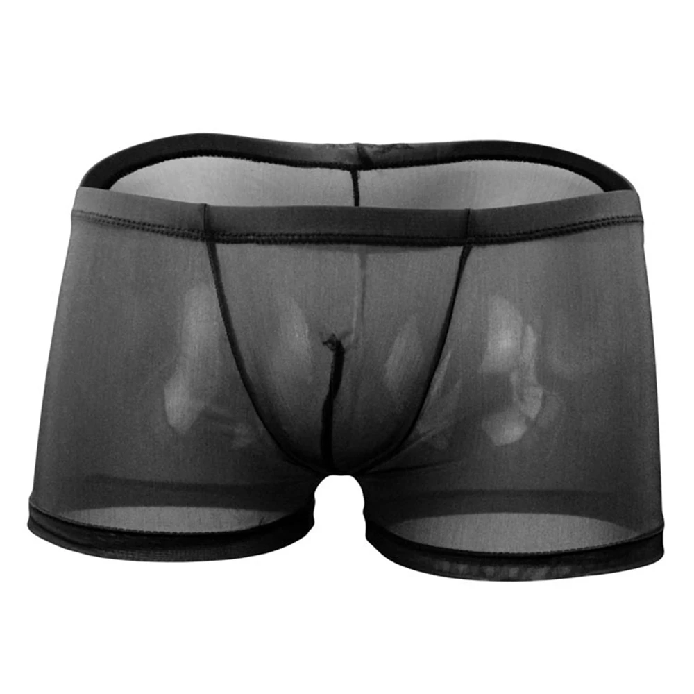 

Underpants Men See-Through Boxer Briefs Sheer Mesh U Convex Pouch Men Underwear Panties Lingerie Gay Sexy Trunks Man Boxershorts