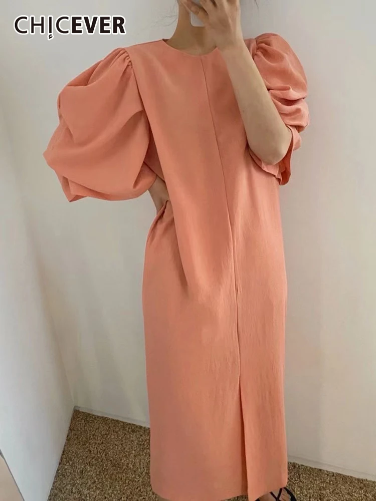 CHICEVER Plain Dress For Female O Neck Puff Sleeve Straight Loose Waist Fold Pleated Women Dresses 2022 Summer Fashion Clothing
CHICEVER Plain Dress For Female O Neck Puff Sleeve Straight Loose Waist Fold Pleated Women Dresses 2022 Summer Fashion Clothing