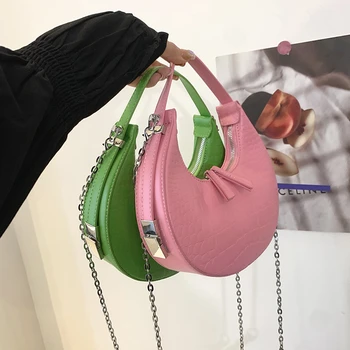Ladies Shoulder Bag Simple Design Fashion Underarm Bag 2023 New High Quality Chain Tote Wallet PU Leather Zipper Banquet Bag
