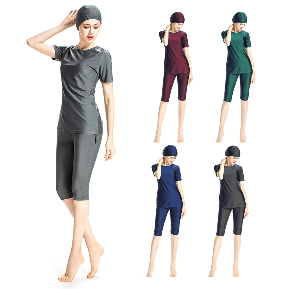 Muslim Swimwear Short Sleeve Plus Size With Chest Pad Without Underwire ThreePiece Swimsuit Beach Swimming Sleeveless Swimsuit
Muslim Swimwear Short Sleeve Plus Size With Chest Pad Without Underwire ThreePiece Swimsuit Beach Swimming Sleeveless Swimsuit
