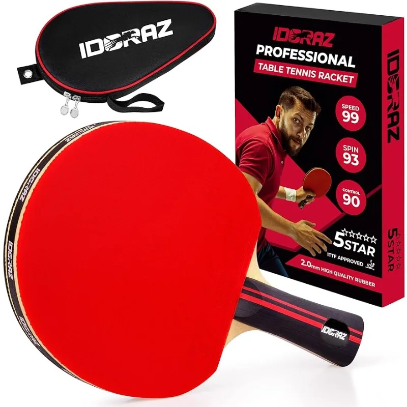 

Ping Pong Paddle Professional Racket - Table Tennis Racket with Carrying Case - ITTF Approved Rubber for Tournament Play