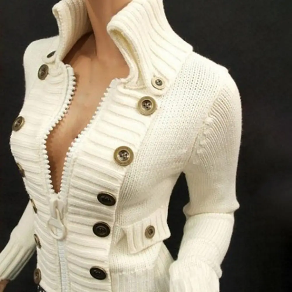 Multi-Button Stand-up Pullovers Knitted Sweater Zipper Closure Winter Women Knitted Cardigan Thicken Stretchy Cardigan Sweater
Multi-Button Stand-up Pullovers Knitted Sweater Zipper Closure Winter Women Knitted Cardigan Thicken Stretchy Cardigan Sweater