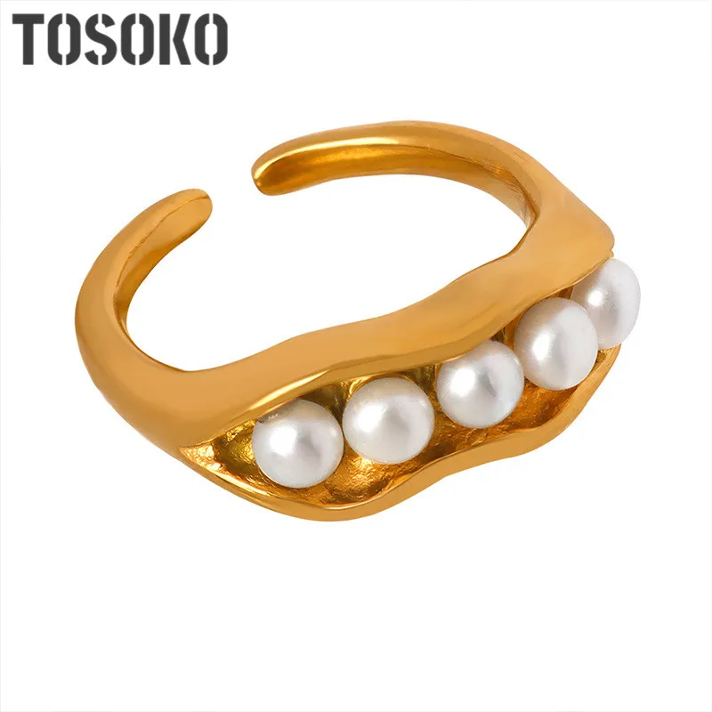 TOSOKO Stainless Steel Jewelry Bean Shaped Ring With Freshwater Pearl Inlay For Women's Fashion BSA471
TOSOKO Stainless Steel Jewelry Bean Shaped Ring With Freshwater Pearl Inlay For Women's Fashion BSA471