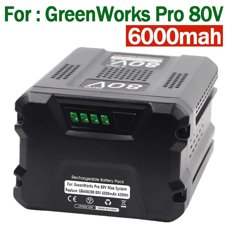 2022 brand new 80V 6000Ah Replacement Battery for Greenworks 80V Max Lithium Ion Battery GBA80200 GBA80250 GBA80400 GBA80500
2022 brand new 80V 6000Ah Replacement Battery for Greenworks 80V Max Lithium Ion Battery GBA80200 GBA80250 GBA80400 GBA80500