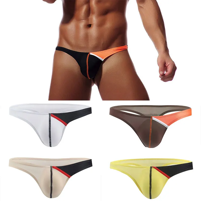 Briefs T-back Thong Underpants Underwear Sexy Men Bulge Pouch Patchwork Thin ice silk elastic low-waisted men's panties Thong
Briefs T-back Thong Underpants Underwear Sexy Men Bulge Pouch Patchwork Thin ice silk elastic low-waisted men's panties Thong