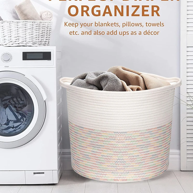 Laundry Sundries Storage Basket 15.8"x14.6" Organizer Storage Cotton Rope Woven Basket Storage Hamper Baby Toy Blanket Organizer 
Laundry Sundries Storage Basket 15.8"x14.6" Organizer Storage Cotton Rope Woven Basket Storage Hamper Baby Toy Blanket Organizer