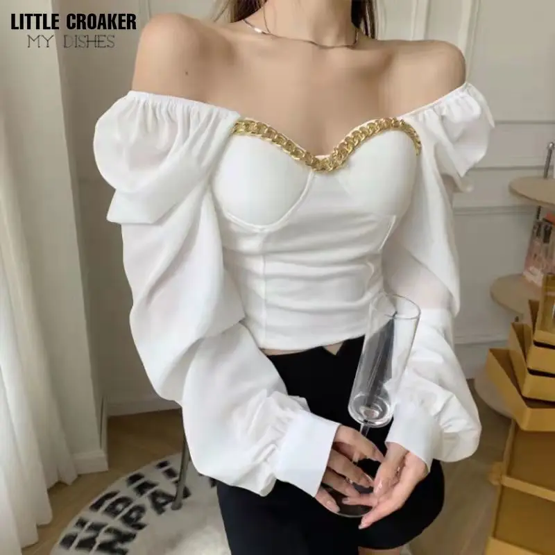 Женская блузка-корсет с квадратным воротником, Элегантная черная или белая рубашка с длинным рукавом-фонариком, винтажный Топ, осень 2022 
Женская блузка-корсет с квадратным воротником, Элегантная черная или белая рубашка с длинным рукавом-фонариком, винтажный Топ, осень 2022