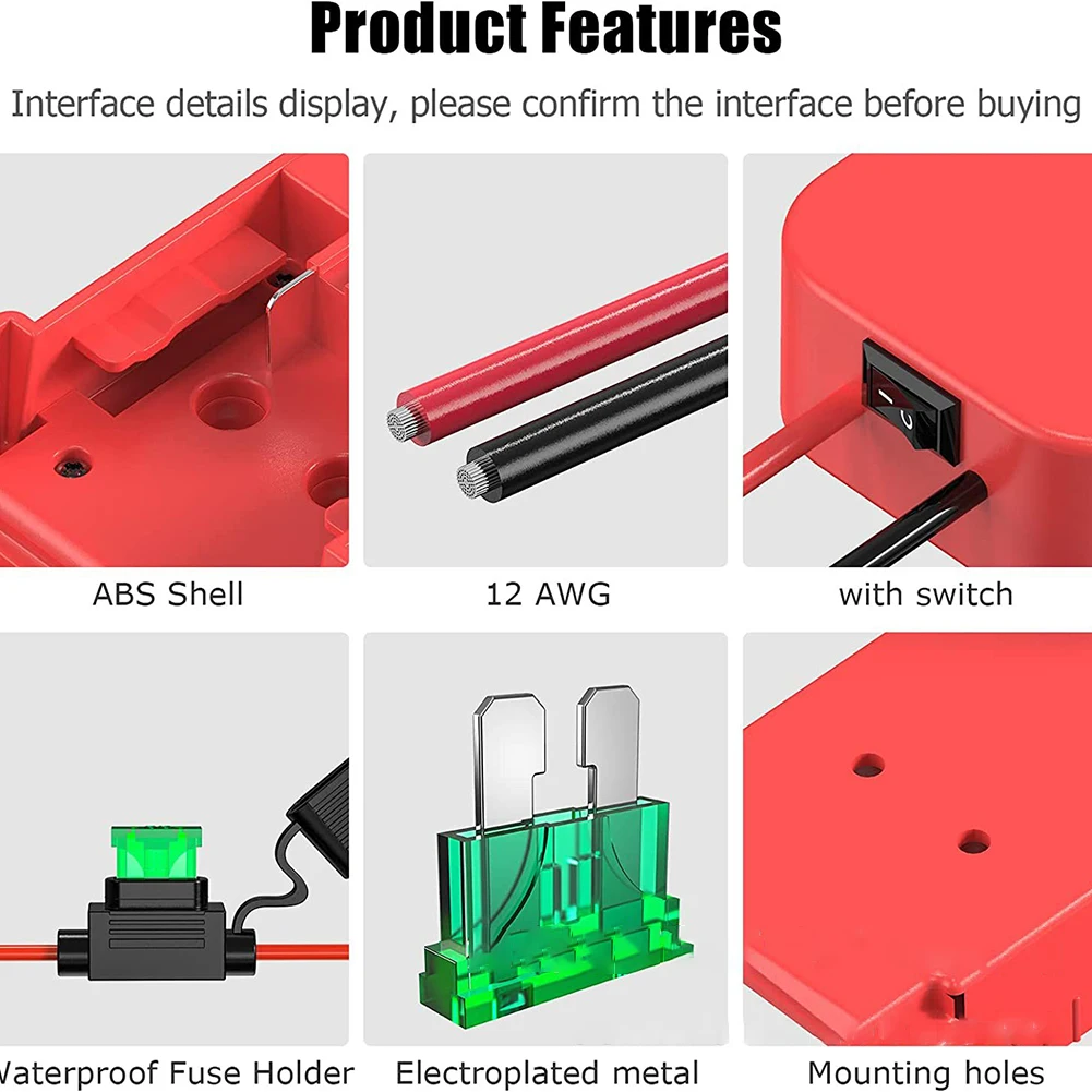 Replacement Fuses Battery Adapter Plastic Red Security With Built-in Switch 14AWG For 18V Tools Multi-scene Use
Replacement Fuses Battery Adapter Plastic Red Security With Built-in Switch 14AWG For 18V Tools Multi-scene Use