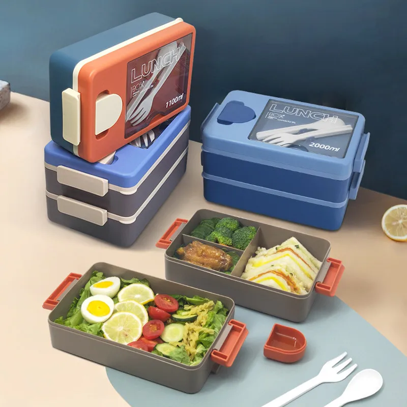 2000ml Portable Hermetic Lunch Box 2 Layer Grid Children Bento Box with Fork Spoon Leakproof Microwavable Lunch Box For Kids
2000ml Portable Hermetic Lunch Box 2 Layer Grid Children Bento Box with Fork Spoon Leakproof Microwavable Lunch Box For Kids