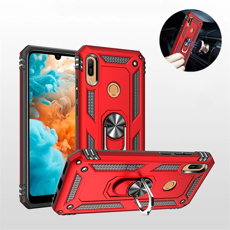 

For Huawei Y6 Y7 Pro 2019 Case Armor Magnetic Ring Holder Stand Phone Case For Huawei Y6 Y7 Prime Y5 Y6S Shockproof Back Cover
