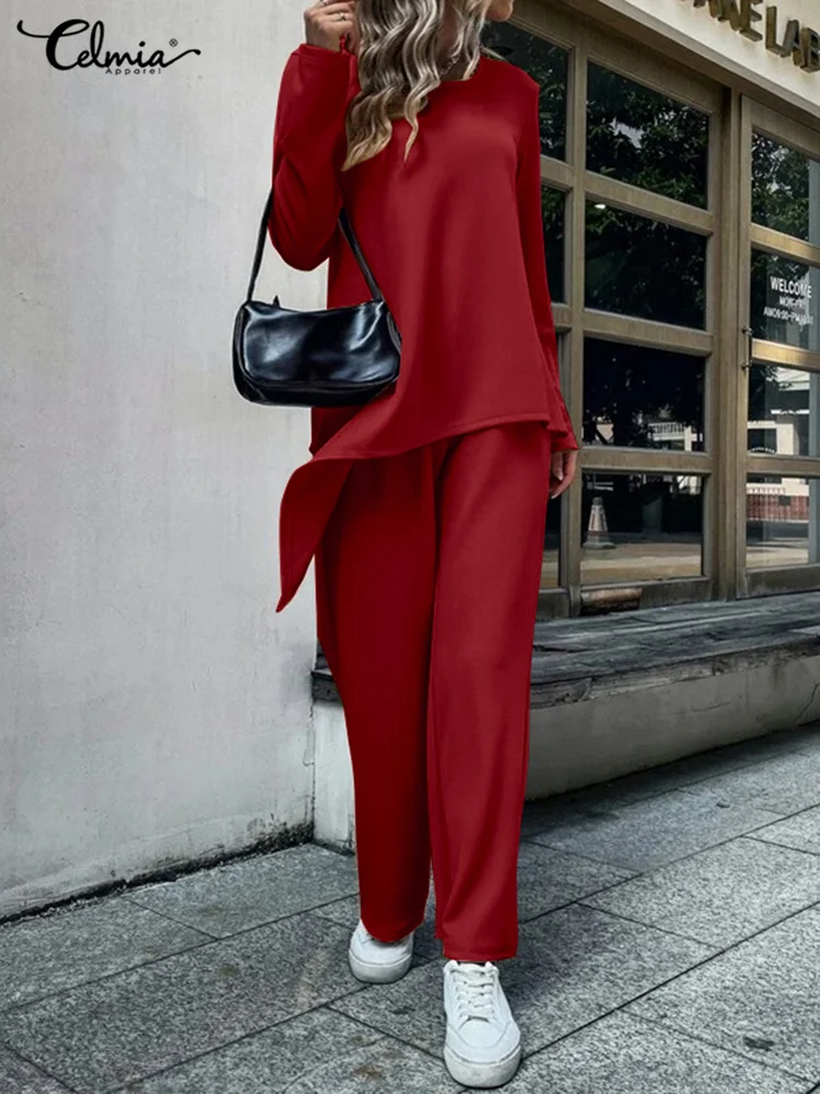Celmia Autumn Fashion Asymmetrical Long Top and Wide Leg Pant 2 PCS Outfits Streetwear Women Knitted Elastic Waist Pants Sets
Celmia Autumn Fashion Asymmetrical Long Top and Wide Leg Pant 2 PCS Outfits Streetwear Women Knitted Elastic Waist Pants Sets
