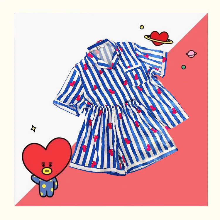 Kawaii Bt21 Cartoon Loungewear Casual Wear Short Sleeve Shorts Two Piece Set Cute and Sweet Cartoon Pajamas Girl Pajamas Set
Kawaii Bt21 Cartoon Loungewear Casual Wear Short Sleeve Shorts Two Piece Set Cute and Sweet Cartoon Pajamas Girl Pajamas Set