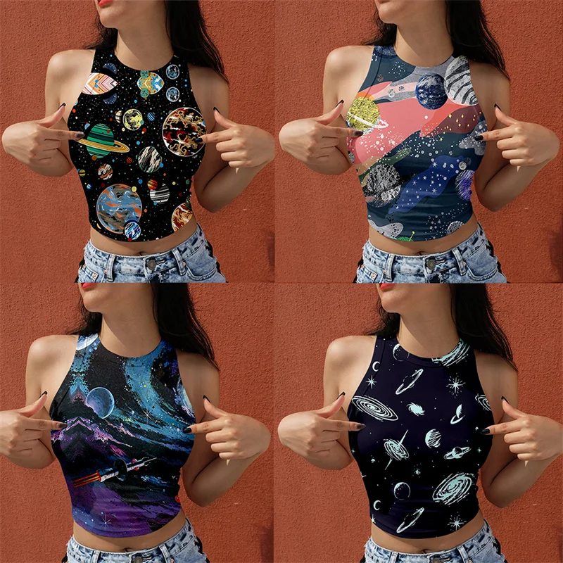 Summer Women Top Sexy Midriff-baring Vest Sling Crop Sleeveless Casual Clothes Print Comfortable Simple Style
Summer Women Top Sexy Midriff-baring Vest Sling Crop Sleeveless Casual Clothes Print Comfortable Simple Style