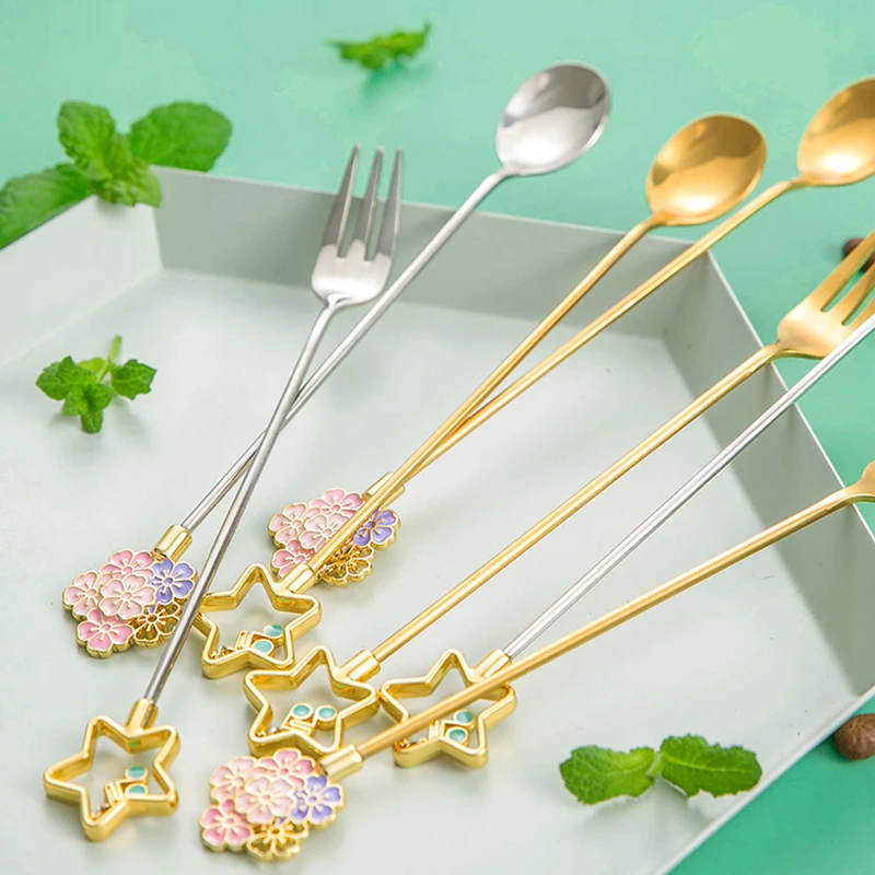 Cute Stainless Steel Spoon Forks Star Sakura Coffee Spoon Snack Dessert Ice Cream Spoons Tea Milk Mug Spoon Kitchen Tableware
Cute Stainless Steel Spoon Forks Star Sakura Coffee Spoon Snack Dessert Ice Cream Spoons Tea Milk Mug Spoon Kitchen Tableware