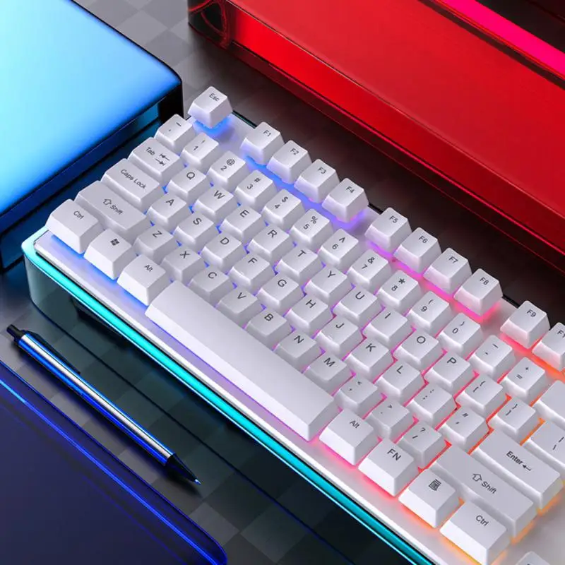 

104 Keys Keyboard Gaming Mechanical Feel Keyboard Wired With LED Backlit Ergonomic Electronic Keyboards For Computer Gamers