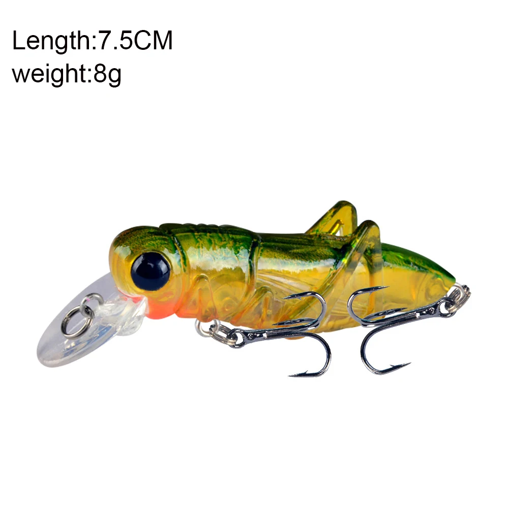 75mm Grasshopper Fishing Lure Artificial Crankbait 8g Fishing Bait Crickhopper Topwater Bass Minnow with 2 Treble Fishing Tackle
75mm Grasshopper Fishing Lure Artificial Crankbait 8g Fishing Bait Crickhopper Topwater Bass Minnow with 2 Treble Fishing Tackle