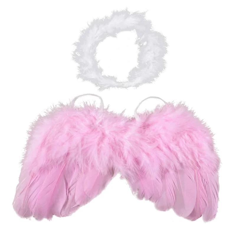 

Valentines Day Baby Costumes Kit Newborn Feathers Halo White Infant Cosplay Photography Prop Outfits Baby Girl Ornament