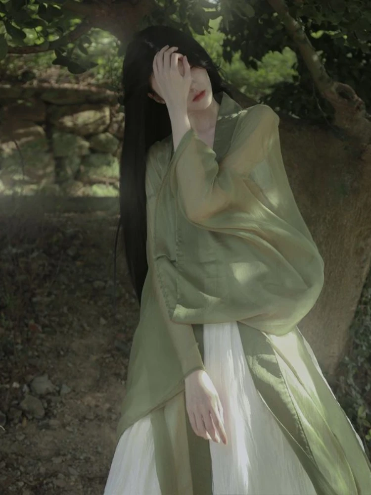 Summer Women's New Chinese Style Tulle Outer Drape Two-color Chinese Dress Cosplay Dress Fairy Dress gothic Pleated 
Summer Women's New Chinese Style Tulle Outer Drape Two-color Chinese Dress Cosplay Dress Fairy Dress gothic Pleated