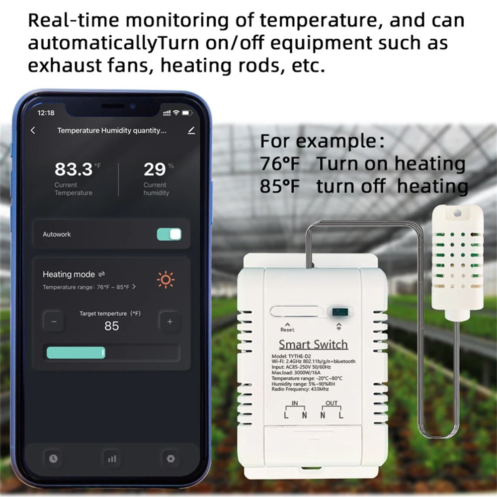 WiFi TH-16 Switch Tuya Wireless Control with Power Consumption Monitoring Temperature and Humidity Thermostat Alexa Compatible
WiFi TH-16 Switch Tuya Wireless Control with Power Consumption Monitoring Temperature and Humidity Thermostat Alexa Compatible