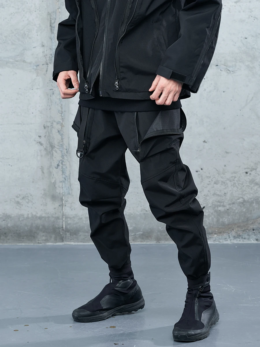 

CATSSTAC 22SS men's fashion cyberpunk all black style joggers Wasteland Punk big pocket cargo pant streetwear trousers techwear