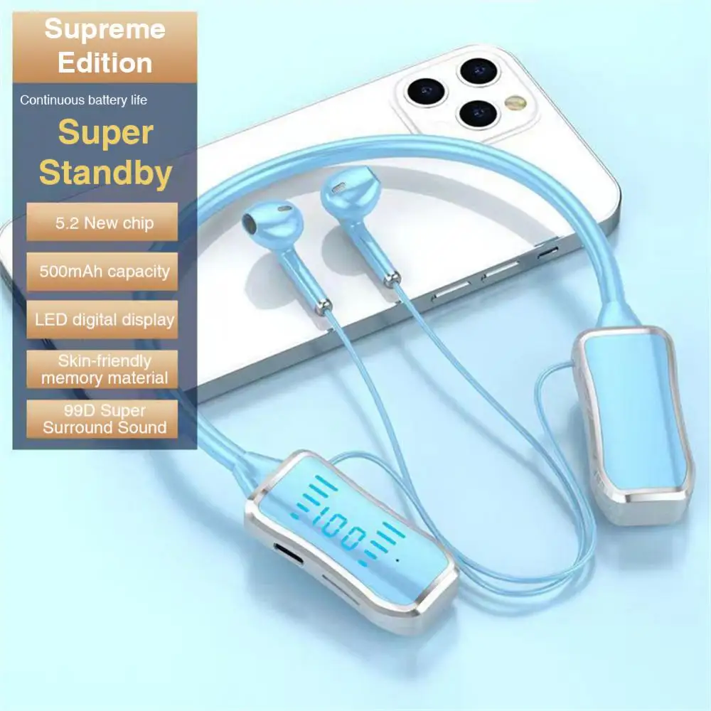 With Mic Wireless Headphones Sports Earbuds Ultra Long Standby Bluetooth Headset Upgrade Rain Hd Call Earphones Neck Mounted
With Mic Wireless Headphones Sports Earbuds Ultra Long Standby Bluetooth Headset Upgrade Rain Hd Call Earphones Neck Mounted