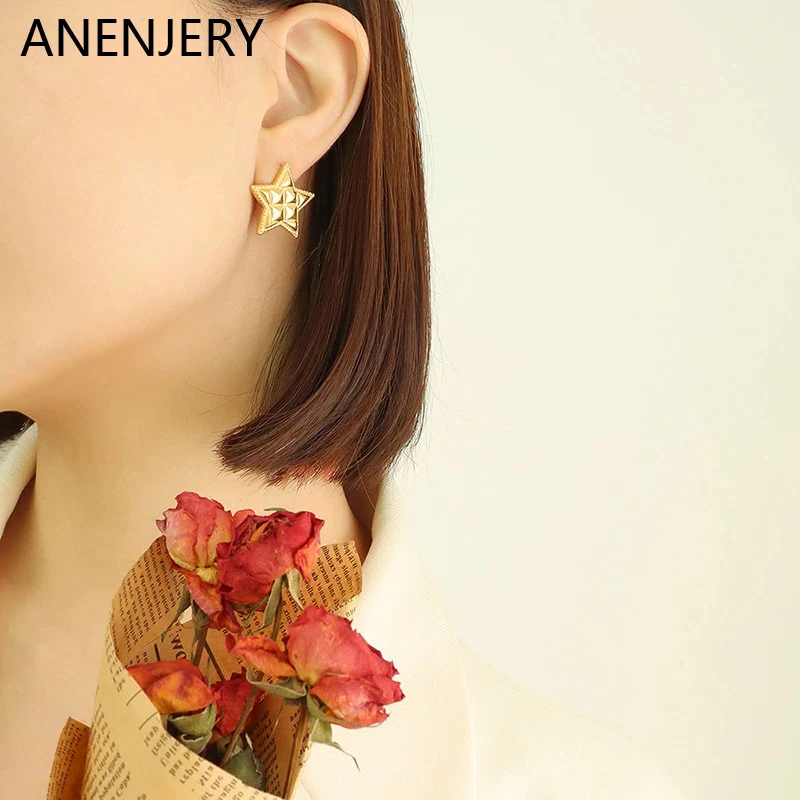 ANENJERY 316L Stainless Steel Pentagram Stud Earrings French Vintage Women's Earrings Party Jewelry Gift
ANENJERY 316L Stainless Steel Pentagram Stud Earrings French Vintage Women's Earrings Party Jewelry Gift
