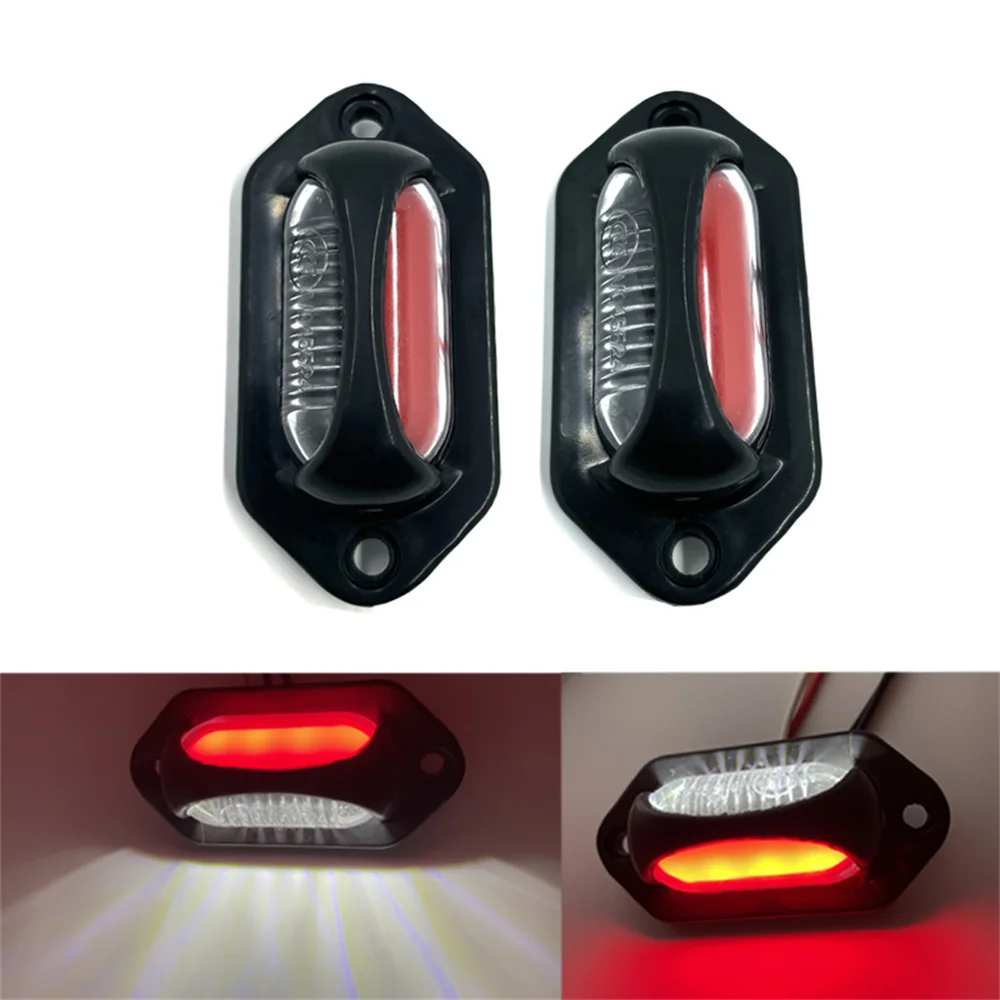 

2Pcs Truck License Plate Light Side Marker Lamp Car Turn Signal Light Dual Color Trailer Warning Light White Red Tail Lamp