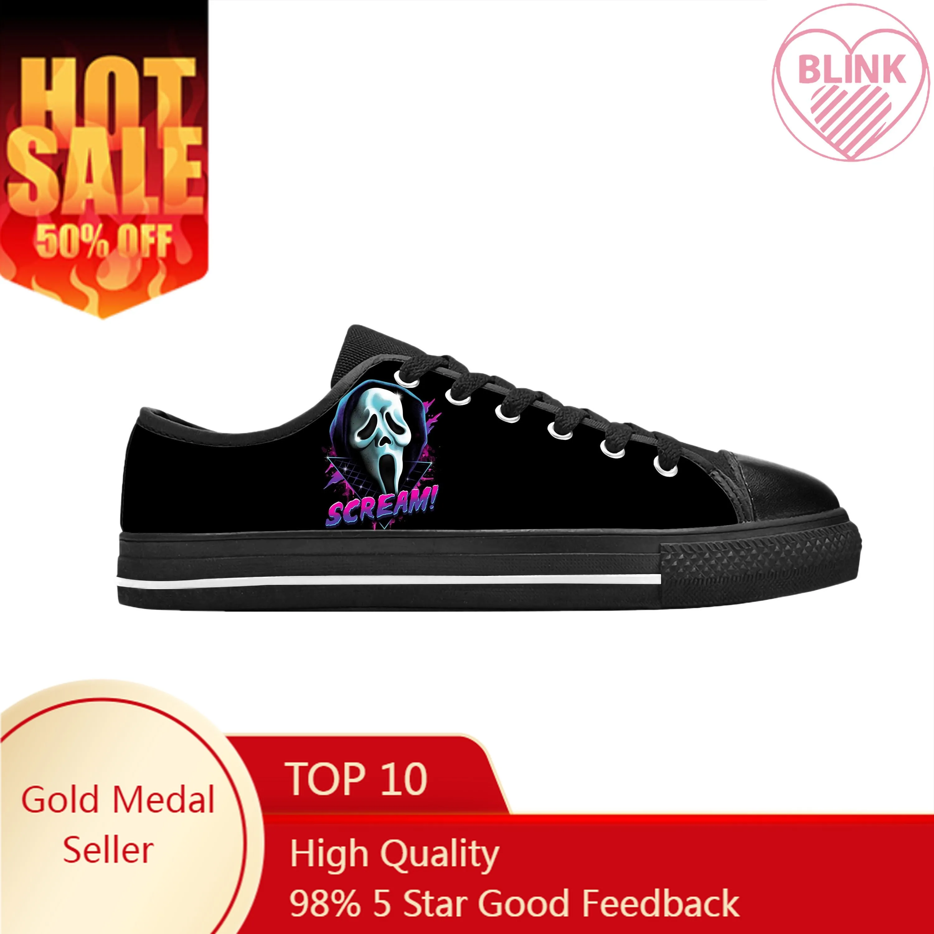 Scream Ghostface Ghost Face Horror Scary Halloween Casual Cloth Shoes Low Top Comfortable Breathable 3D Print Men Women Sneakers
Scream Ghostface Ghost Face Horror Scary Halloween Casual Cloth Shoes Low Top Comfortable Breathable 3D Print Men Women Sneakers